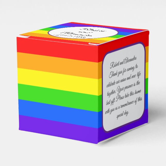 Bröllopsgåva - Personlig regnbågsdesign Presentaskar (Framsidan Sidan)