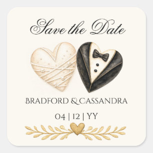 Bröllopsgåva Save the Date brud brudgumme Fyrkantigt Klistermärke