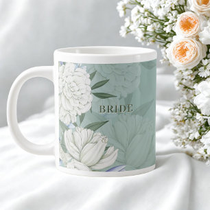 Bröllopsgåva till bruden – Salvia grön & Peonier Jumbo Mugg