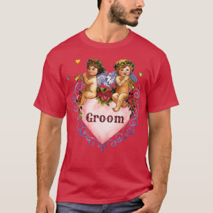 Bröllopsgåva till brudgummen änglar keruber hjärta t shirt