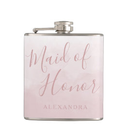 Bröllopsgåva till brudtjänsteflicka i rosafärgad r fickplunta