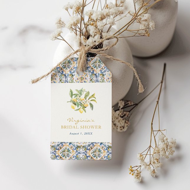 Bröllopsgåva till citrongudinnor etiketter (Lemon Bridal Shower Gift Tags
)