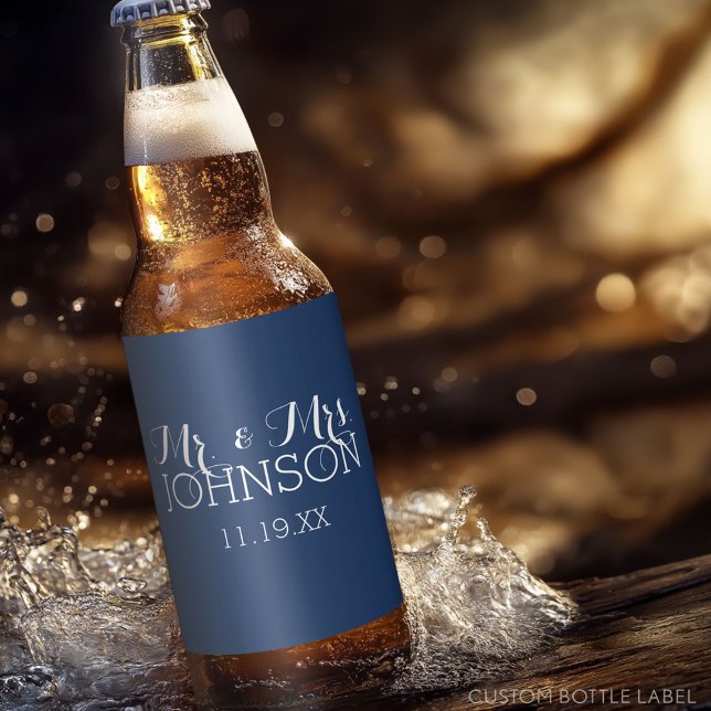 Bröllopsgåva till herrar och damer - minimalistisk ölflaska etikett (Custom Party Beer Label - Wedding Anniversary)