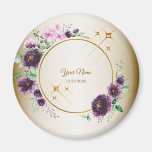 Bröllopsgåve Parti Lila Rosa Blommig Grön Guld Magnet