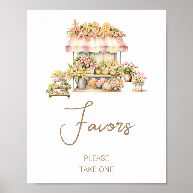 Bröllopsgavor för bröllopsdusch med tema blommig m poster (Framsidan)