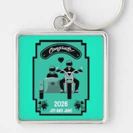 Bröllopsgåvor till ett par fyrkantig silverfärgad nyckelring