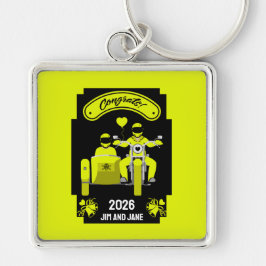 Bröllopsgåvor till ett par fyrkantig silverfärgad nyckelring