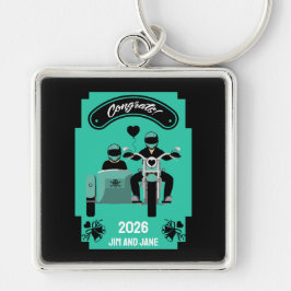 Bröllopsgåvor till ett par fyrkantig silverfärgad nyckelring