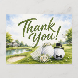 Bröllopsgolf Brud & Brudgum Tack Vykort