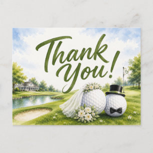 Bröllopsgolf Brud & Brudgum Tack Vykort