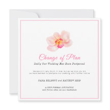 Bröllopshändelse ändring av plan försenad orkidé  