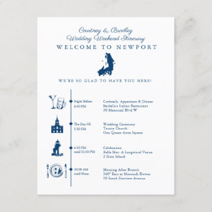 Bröllopshelg Itinerary Tidslinje Newport RI Encl Tilläggskort