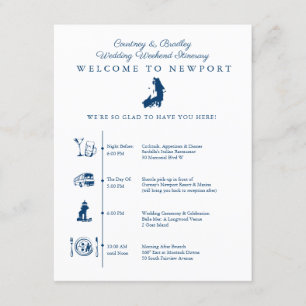 Bröllopshelg Itinerary Tidslinje Newport RI Tilläggskort
