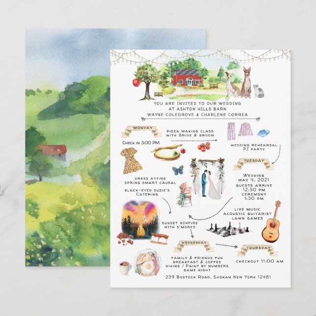 Bröllopshelgen Ashton Hills Program Inbjudan (Fram/baksida)