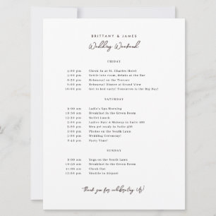 Bröllopshelgens Itinerary V3 Inbjudningar