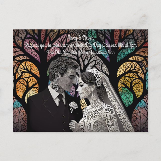 Bröllopsideer och presenter meddelande vykort (Framsida)