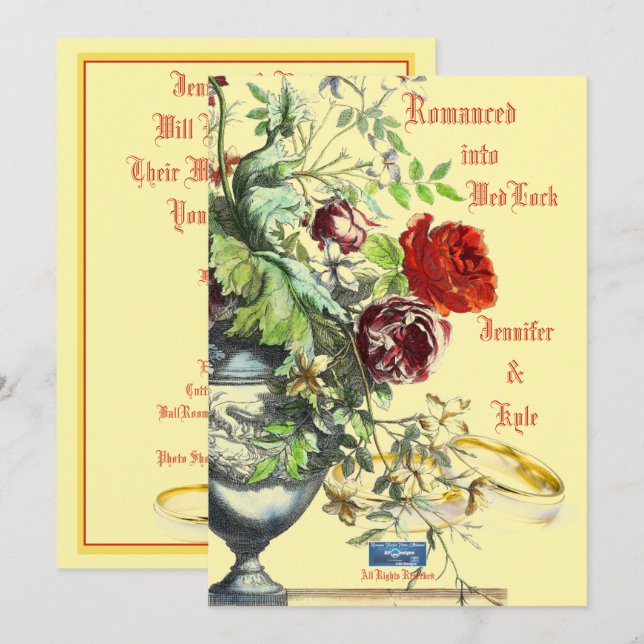 Bröllopsinb. 1 Kräm(Romantiserad)RFPMDesigns©️2024 Inbjudningar (Fram/baksida)