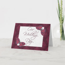 Bröllopsinbjudan 5X7 Butterfly Brocade Red Inbjudan