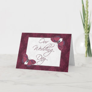 Bröllopsinbjudan 5X7 Butterfly Brocade Red Inbjudan
