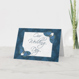 Bröllopsinbjudan 5X7 Butterfly Brocade teal Inbjudan