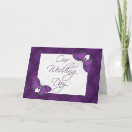 Bröllopsinbjudan 5X7 Lila av fjäril Brocade Inbjudan