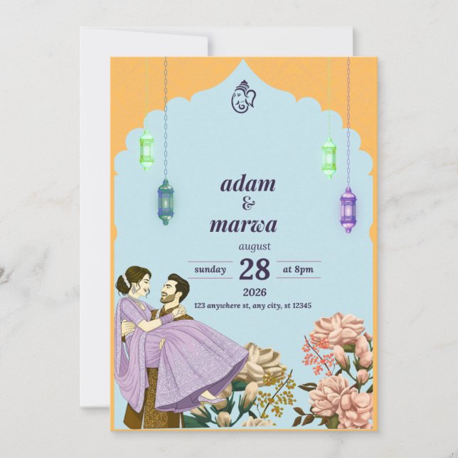 Bröllopsinbjudan: Adam & Marwa Inbjudningar (Framsida)