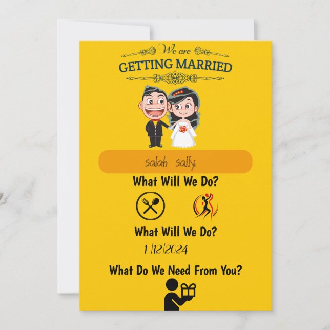 bröllopsinbjudan Amusande och informativ Inbjudningar (Framsida)