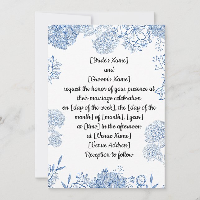 Bröllopsinbjudan anpassade fram och tillbaka inbjudningar (Framsida)