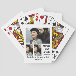 Bröllopsinbjudan anpassningsbar 3 Fotokollage Casinokort