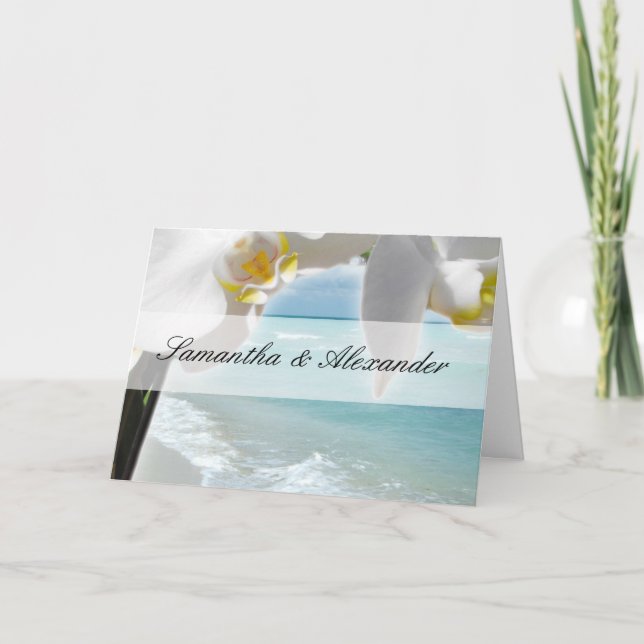 Bröllopsinbjudan, Aqua Beach Orchid Inbjudan (Framsida)