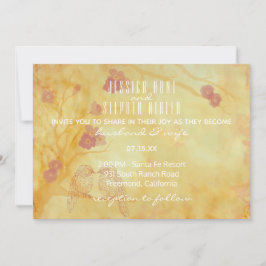 Bröllopsinbjudan, asiatisk Gult av inflytande Gold Inbjudningar