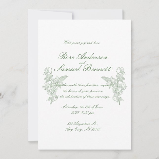 Bröllopsinbjudan Baroque Ram Inbjudningar (Framsida)