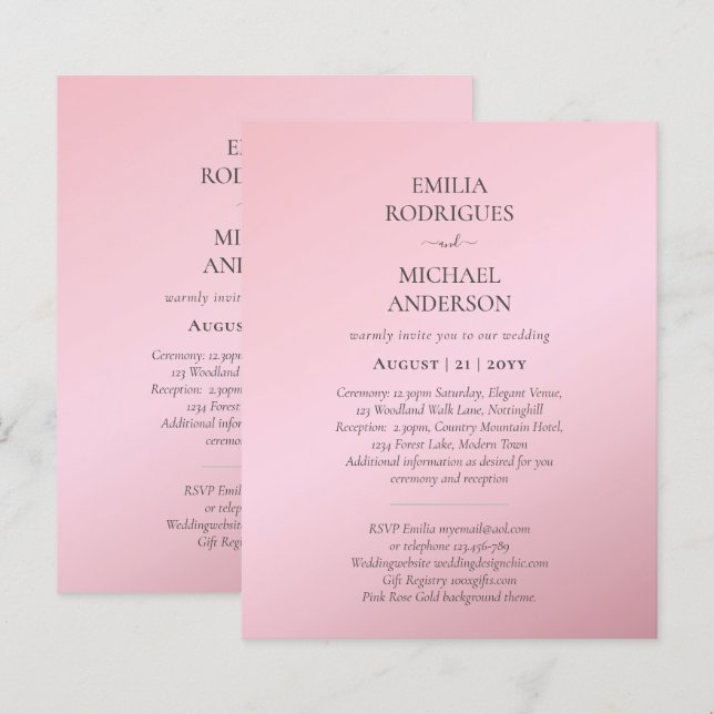 Bröllopsinbjudan BILINGUAL Nuestra Boda (Fram/baksida)
