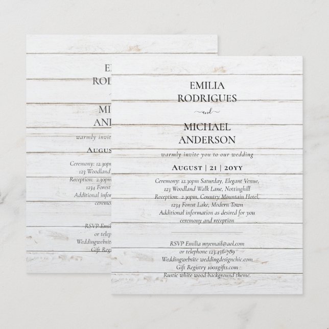 Bröllopsinbjudan BILINGUAL Nuestra Boda (Fram/baksida)