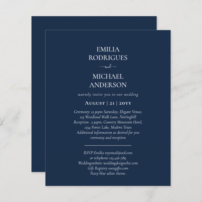 Bröllopsinbjudan BILINGUAL Nuestra Boda (Fram/baksida)