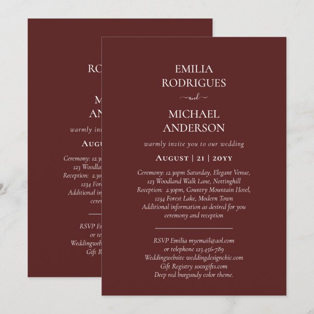 Bröllopsinbjudan BILINGUAL Nuestra Boda Inbjudningar (Fram/baksida)
