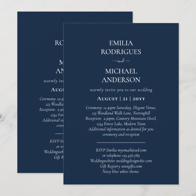 Bröllopsinbjudan BILINGUAL Nuestra Boda Inbjudningar (Fram/baksida)