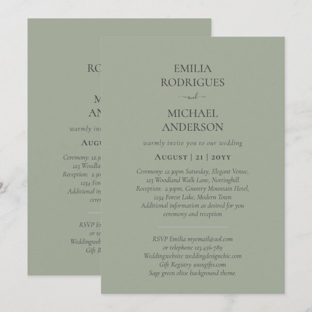 Bröllopsinbjudan BILINGUAL Nuestra Boda Inbjudningar (Fram/baksida)