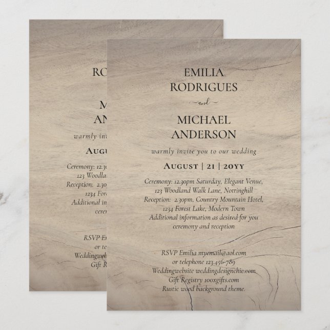 Bröllopsinbjudan BILINGUAL Nuestra Boda Inbjudningar (Fram/baksida)