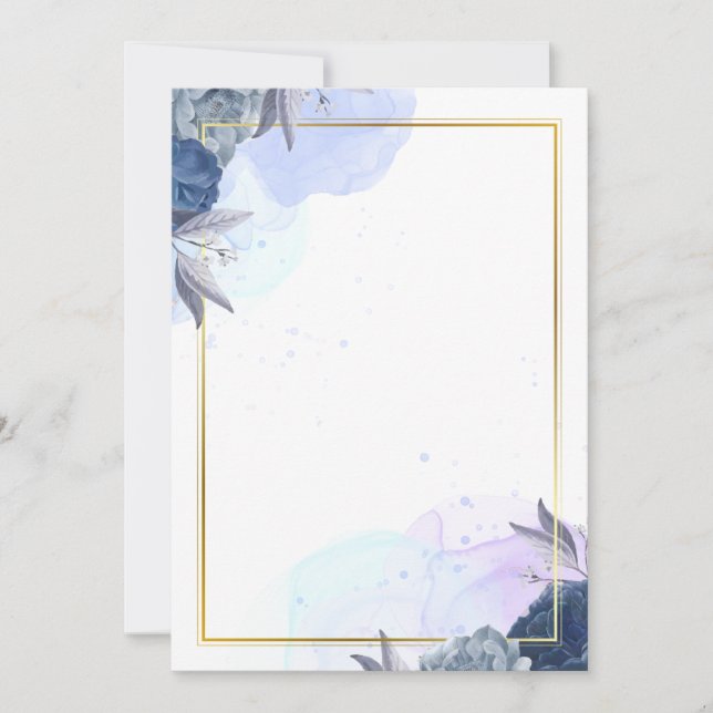 Bröllopsinbjudan Blåa blommor Inbjudningar (Framsida)