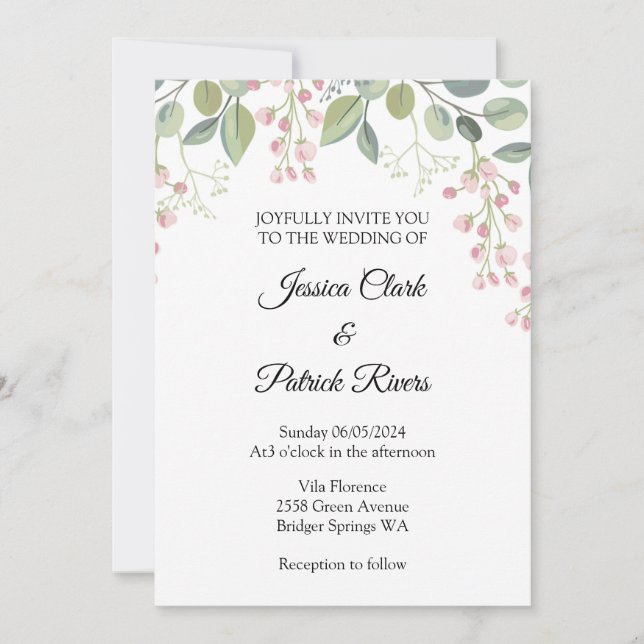 Bröllopsinbjudan blommande pastell inbjudningar (Framsida)