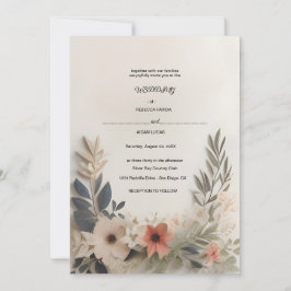 Bröllopsinbjudan | Blommig Elegans | Tidlös Inbjudningar