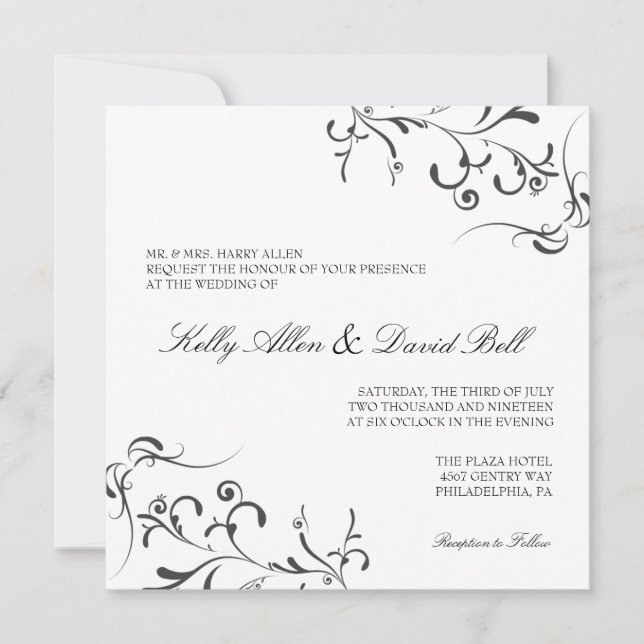 Bröllopsinbjudan| Blommigt Grace II|wblk Inbjudningar (Framsida)