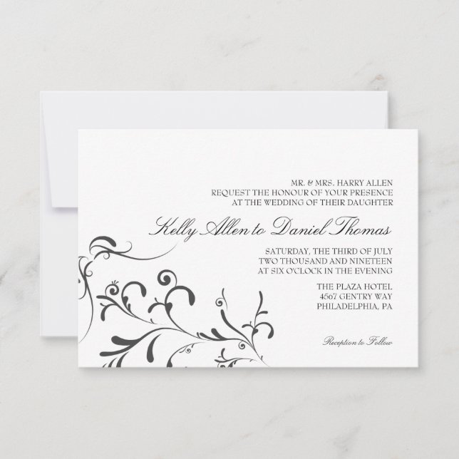 Bröllopsinbjudan| Blommigt Grace|wb Inbjudningar (Framsida)