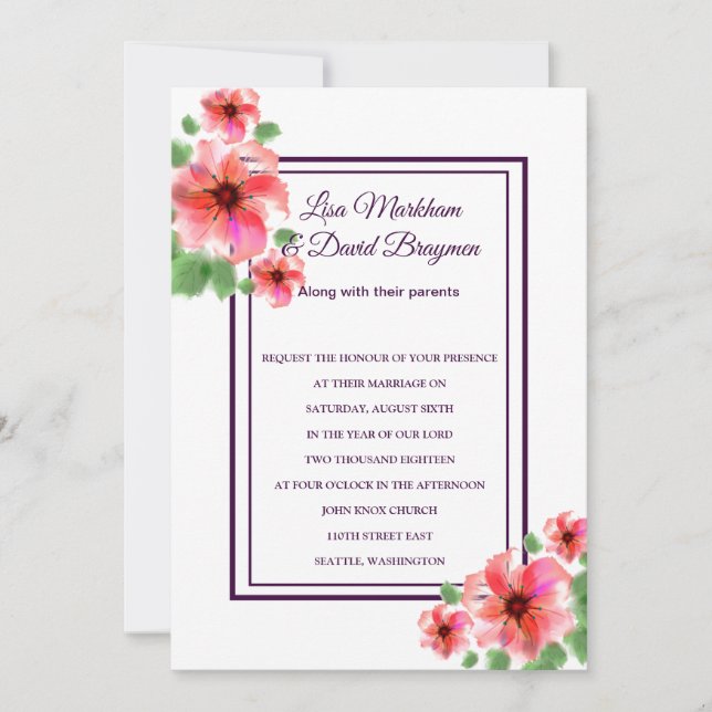 Bröllopsinbjudan - blommor inbjudningar (Framsida)