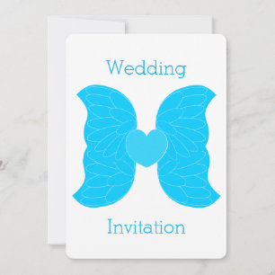 Bröllopsinbjudan Blue Angel Vingar Heart Design Inbjudningar