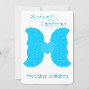 Bröllopsinbjudan Blue Angel Vingar Heart Design Inbjudningar