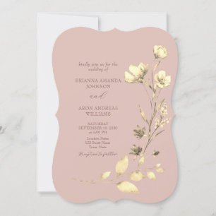 Bröllopsinbjudan Blush Guld Fästmö Blomma Inbjudningar
