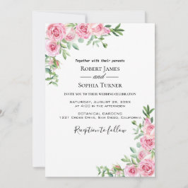 Bröllopsinbjudan Blush Pink Bloom Inbjudningar