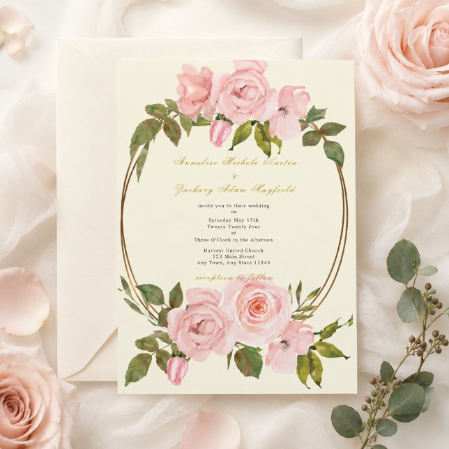 Bröllopsinbjudan Blush Rose Garden Inbjudningar (Skapare uppladdad)